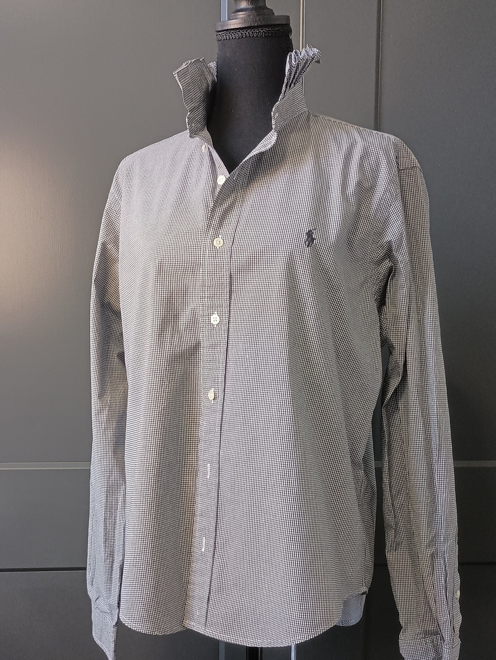 Upcycled Women's Ralph Lauren Ruffled Collar Shirt #167